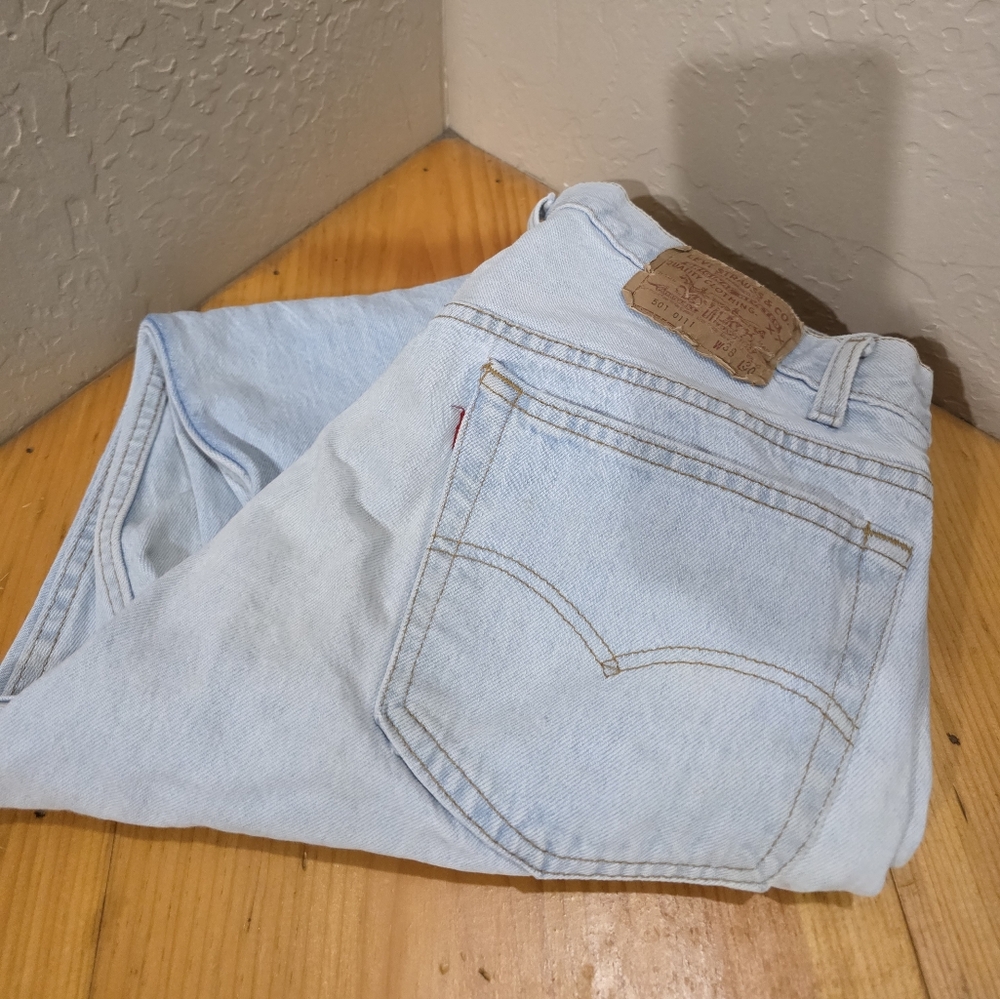 Vintage Levi's XX Button Fly 501 Light Blue Denim 38x30 (tag) Made in USA